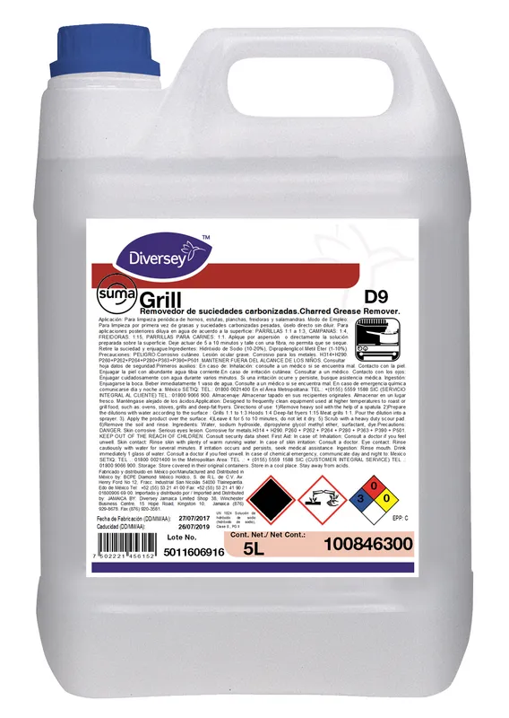 Removedor de Suciedad Carbonizada Suma Grill D9 Diversey 100846300 4x5L