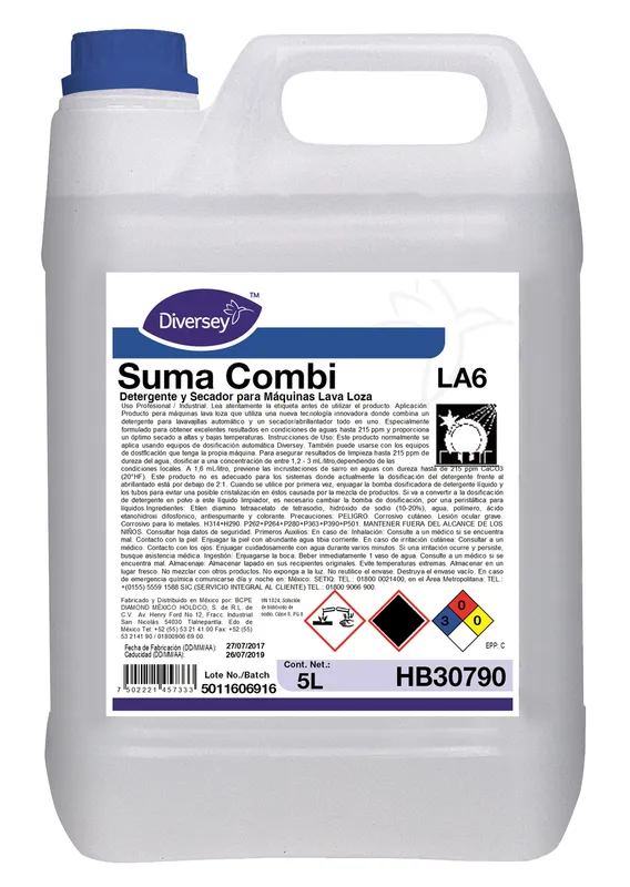 Detergente y Abrillantador para Lavavajillas Suma Combi+ Diversey 101101254
