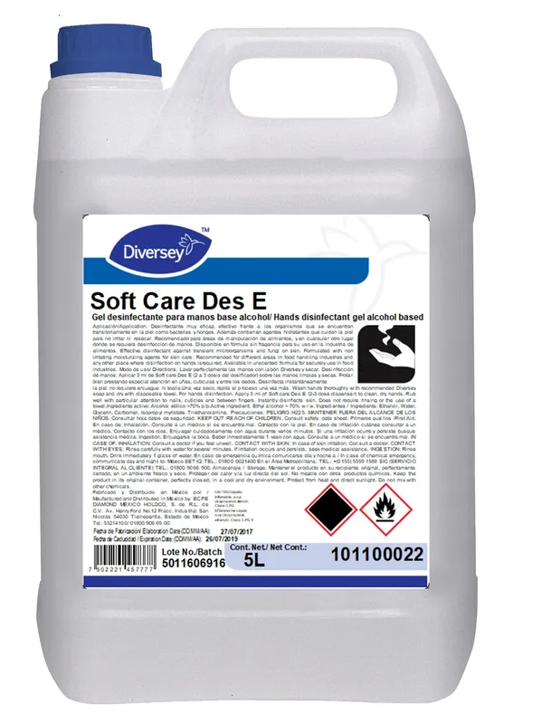 Gel Desinfectante Soft Care E 5L Diversey 101100022