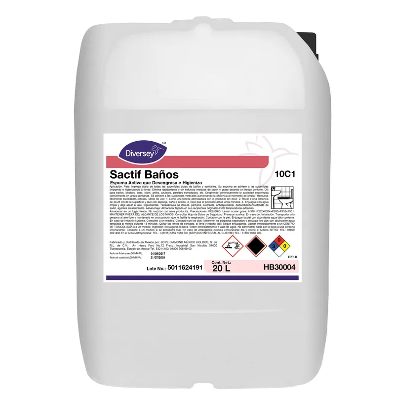Limpiador Desengrasante Sactif Baños Diversey 20L HB30004