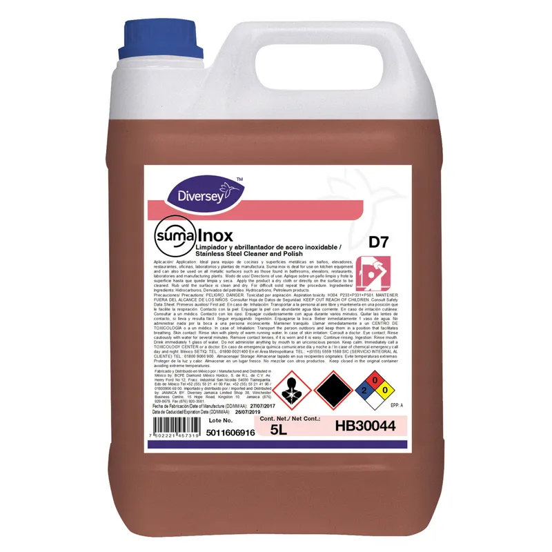 Limpiador y Abrillantador Acero Inoxidable Suma Inox 4x5 L